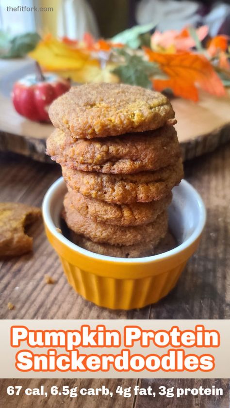 Pumpkin Protein Snickerdoodle Cookies | gluten-free option - thefitfork.com Snickerdoodle Cookies Easy, Popular Healthy Recipes, Unflavored Protein Powder, Pumpkin Oatmeal Cookies, Pumpkin Protein, Pumpkin Recipes Healthy, Snickerdoodle Cookies, Cookies Easy, Pumpkin Spice Syrup