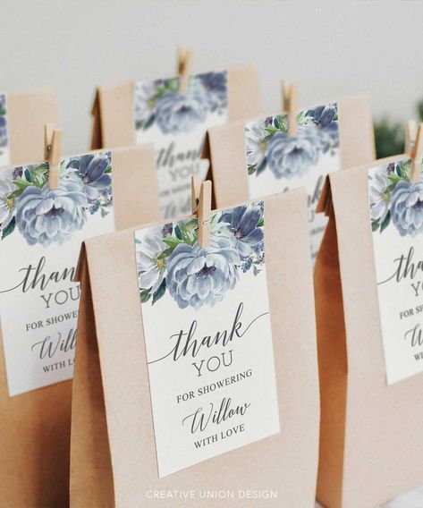 Dusty Blue Floral Background, Dusty Blue Wedding Favors, Something Blue Bridal Shower Ideas Centerpieces, Bridal Shower Ideas Blue, Dusty Blue Bridal Shower Ideas, Something Blue Bridal Shower Theme, Something Blue Bridal Shower Ideas, Blue Bridal Shower Favors, Modern Wedding Theme