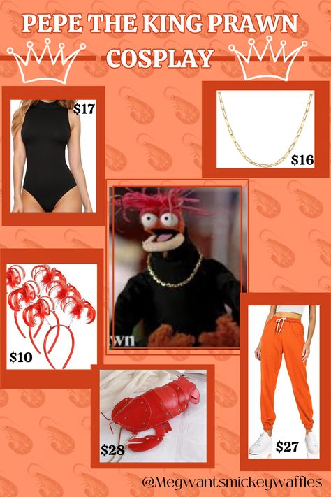 Want to cosplay as your favorite King Prawn from The Muppets? Check out these pieces on Amazon through these affiliate links. He may be small, but he is mighty! Cosplay as Pepe the King Prawn from the Muppets! #disney #wdw #disneybound #disneybounding #disneycosplay #disneyworld #disneythemuppets #themuppets #pepe #pepetheking #pepethekingprawn #pepeprawn #pepethemuppets #themuppetscosplay #cosplaypepe #pepetheprawncosplay #disneyworldcosplay #themuppetsfan For the $10 headband click below! Muppets Outfits, Muppets Disneybound, Muppet Costumes, Costumes 2024, Cosplay Idea, 2023 Halloween, The Muppets, Disney Cosplay, King Of Kings