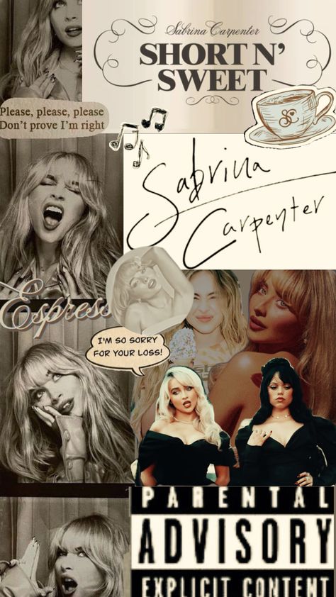 Sabrina Carpenter collage #sabrinacarpenter #shortnsweetsabrinacarpenter Sabrina Carpenter Collage, Jenna Taylor, Sabrina Carpenter Style, Cute Backgrounds For Iphone, Music Collage, Sorry For Your Loss, Parental Advisory Explicit Content, Cute Backgrounds, Working Late