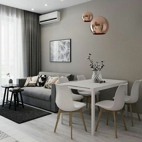 Ideas para sala, cocina y comedor juntos | Decoración monoambiente Living Room Dining Room Combo, Minimalist Home Interior, Dining Room Combo, Small Living Room Decor, 아파트 인테리어, Small Apartment Living, Living Room Decor Apartment, A Living Room, Home Interiors