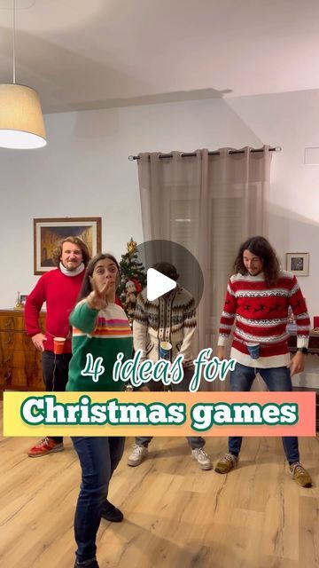 BanZai🐒 on Instagram: "4 ideas for Christmas games 💫🎉 #christmas #game #party #family #fun #friends #scout #giochi #amici #divertimento #xmas #crazy #happy #italy #natale" Active Christmas Games For Adults, Fun Family Xmas Games, Christmas Game Party, Friend Game Night, Christmas Games For Adults, Games Christmas, Christmas Games For Family, Christmas Game, Game Party