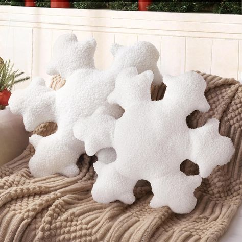 AELS Set of 2 3D Snowflake Christmas Decorative Throw Pillows, 21.6”& 17.7” Cute Winter Faux Fur Plush Pillow Set, Living Room Decor, White Christmas Decoration, Snow White - Amazon #snowflake #pillow #pillows #christmas #christmasdecor #decor #throwpillowslivingroom 3d Snowflake, Snowflake Christmas, Bedroom Nursery, Plush Pillow, Pillow Set, White Christmas, Christmas Decoration, Decorative Throw Pillows, Nursery Decor