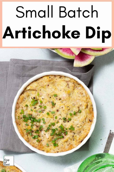 Hot Taco Dip, Baked Artichoke Dip, Baked Spinach Artichoke Dip, Hot Artichoke Dip, Best Spinach Artichoke Dip, Baked Artichoke, Spinach Artichoke Dip Recipe, Small Batch Baking, Artichoke Dip Recipe