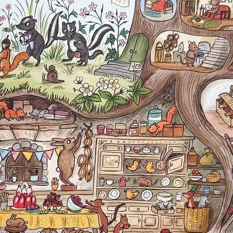 Cozy Anthropomorphism, Zombie House, Animal Homes, Fairytale Houses, Painting Practice, Wheres Waldo, Mouse House, Cute Illustrations, Jack And The Beanstalk