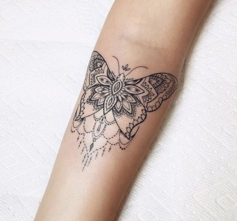 Butterfly Boho Tattoo, Lace Butterfly Tattoo, Butterfly Mandala Tattoo, Butterfly Leg Tattoos, Mandala Flower Tattoos, Floral Mandala Tattoo, Abstract Tattoo Designs, Boho Tattoos, Butterfly Tattoos For Women