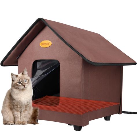 Heated Cat Houses for Outdoor Cats - Elevated Weatherproof Insulated Heated Outdoor Cat House for Winter - Feral Cat Shelter for Outside Cats - Outdoor Heated Cat House (Brown) Cat House For Winter, Outside Cat Shelter, Heated Outdoor Cat House, Insulated Cat House, Outside Cat House, Heated Cat House, Feral Cat Shelter, Indoor Dog House, Cat In Heat