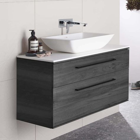 Bathroom Basin Cabinet, Vanity Wash Basin, Wash Basin Cabinet, Black Bathroom Furniture, Roper Rhodes, Wall Mounted Bathroom Vanity, Mounted Bathroom Vanity, Bathroom Furniture Storage, Rustic Bathroom Vanities