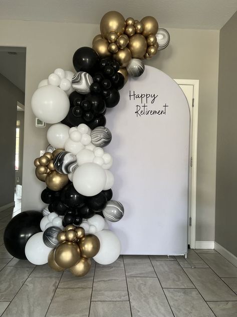 Chiara Arched Backdrop, Happy Retirement Decorations, Arched Backdrop, Retirement Party Ideas, Grad Party Theme, Retirement Decorations, Throwing Confetti, Happy Balloons, 40th Birthday Party Decorations