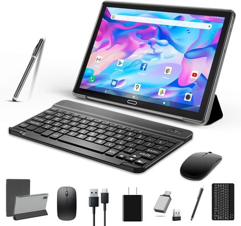 2024 Newest Tablet 10 Inch,2 in 1 Tablet with Keyboard Mouse, Android 4G Cellular Tablet with 2 SIM 1 SD-64GB ROM SD Max 512GB,Octa-Core,1080 FHD,13MP,GMS-Zertifizierung,GPS/ WIFI/ Bluetooth(Grey) Tablet With Keyboard, Laptops For Sale, New Tablets, Sims 1, Keyboard Mouse, Android Tablets, Latest Tech, 4g Lte, Egift Card