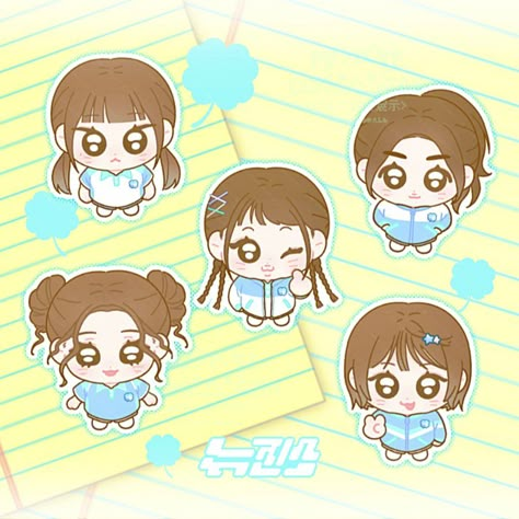 Idol Illustration, New Jeans Doodle Kpop, Newjeans Cartoon, Newjeans Drawing Kpop, Kpop Stickers Printable Newjeans, Newjeans Fanart, Newjeans Sticker Pack, New Jeans Style, Graphic Tshirt Design