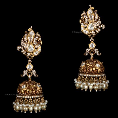 Latest Gold Jewellery and Diamond Jeweller | Kalasha Fine Jewels Jumkas Gold, Diamond Buttalu, Polki Tops, Jhumkas Gold, Beaded Wedding Jewelry, Latest Gold Jewellery, Temple Jewellery Earrings, Jadau Jewellery, Jewel Earrings