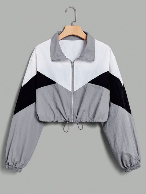 Colorblock Windbreaker, Cropped Windbreaker, Windbreaker Jacket Women, Fashion Things, Fashion Queen, Women Jackets, Dresses Kids Girl, Jacket Design, Outdoor Apparel