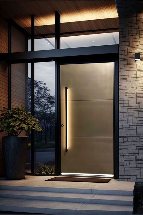 Front Door Entrance Lights, Entry Door Lighting, Stunning Front Doors, Penthouse Door Entrance, Oversized Front Door Modern, Doors Interior Modern Front Entrances, Door Handles Exterior Front Entrances, Front Entrance Lighting, Luxury Doors Entrance