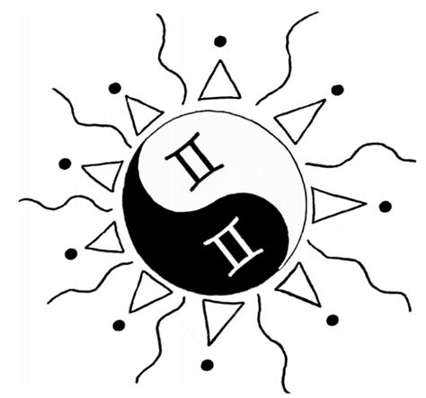 Gemini/Ying yang/Sun tat idea Gemini Sun Tattoo, Yin Yang Gemini Tattoo, Gemini Zodiac Drawing, Gemini Drawings, Air Sign Tattoo Gemini, Zodiac Tattoos Gemini, Gemini Moon Sign Tattoo, Gemini Zodiac Tattoos Symbols, Gemini Symbol Tattoo