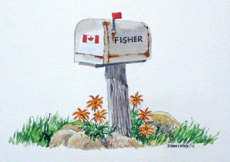 Rural mail box | Flickr - Photo Sharing! Mail Box Drawing, Rural Mailbox, Summer Homework, Box Drawing, Simple Line Drawing, Colour Reference, Simple Line Drawings, Simple Lines, Painting Projects