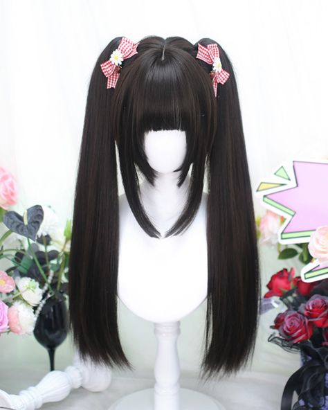 Search ID "LA15812" on lolitain.com💌  Include: Wig*1🎀 Style Types: Sweet Lolita Materials: High-Temperature Fiber Feature: Black and brown double ponytail wig, sweet and versatile. Hairstyle Wigs, Hair Accessories Aesthetic, Long Ponytail, Anime Twin Tails Hair, Kawaii Wigs Black, Harajuku Wigs, Long Scene Hair, Long Brown Cosplay Wig, Cosplay Wigs & Hair Extensions