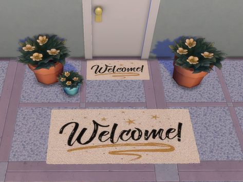 PastelStyle's Welcome home Doormat Sims 4 Doormat Cc, Sims 4 Welcome Mat, Ts4 Cc Rugs Patreon, The Sims 4 Cc Rugs, Dollhouse Welcome Mat Diy, Greeting Sign, Free Sites, Sims Community, Sims 4 Houses