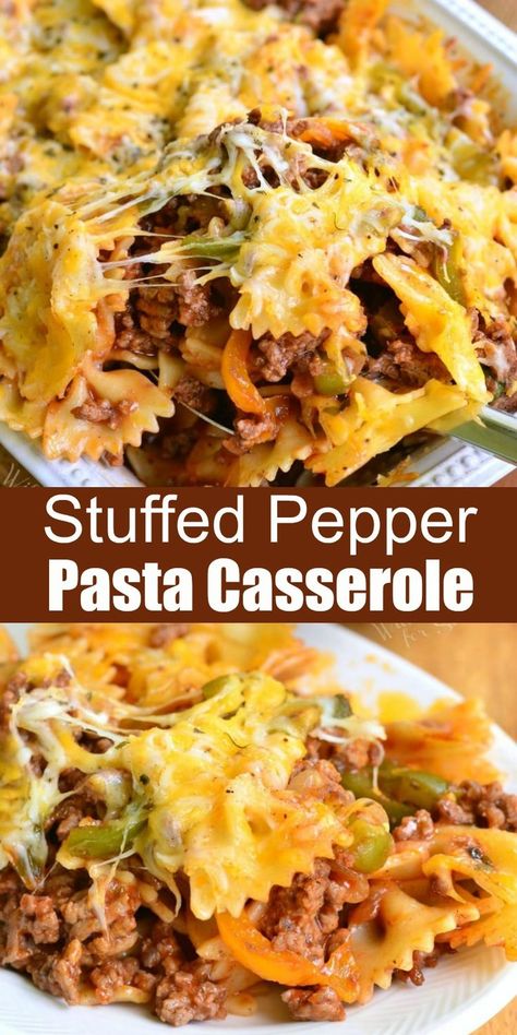 Classic Stuffed Bell Peppers, Peppers Pasta, Paprika Pasta, Stuffed Pepper Casserole, Pepper Pasta, Stuffed Pepper, Pasta Casserole, Beef Casserole Recipes, Pasta Dinner Recipes