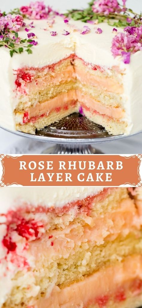 Rhubarb Layer Cake, Mascarpone Icing, Rhubarb Curd, Nougat Cake, Layer Cake Filling, Mascarpone Frosting, Rhubarb Cake, Desserts Cake, Fabulous Cakes