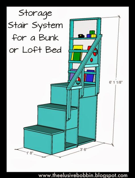 Homemade Bunk Beds Cabin, Twin Loft Bed With Stairs Plans, Bunk Bed Storage Stairs, Bunk Bed With Loft Underneath, Lofted Twin Bed Diy, Loft Bed Stairs With Storage, Full Size Loft Bed Diy, Loft Bed Stairs, Stair Plan