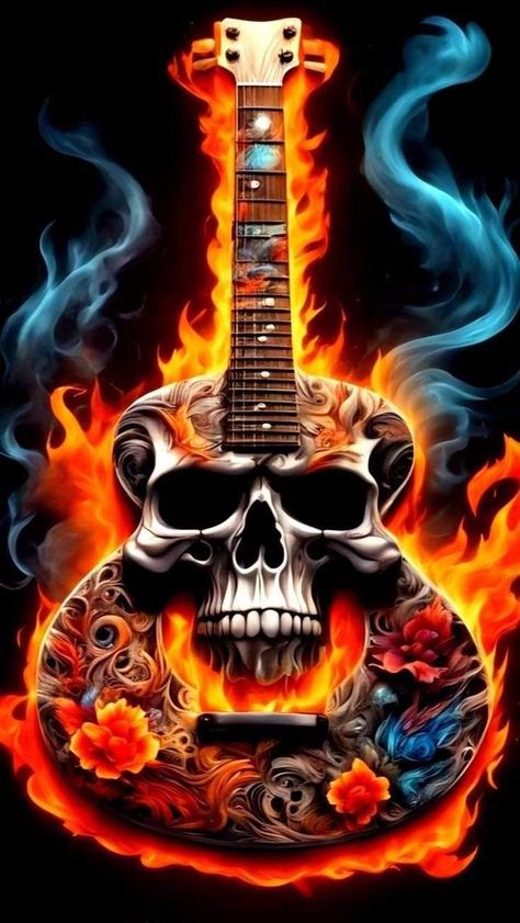 Trippy Videos, Creepy Clown Pictures, Electric Guitar Art, Skull Guitar, Iphone Wallpaper Blur, Harley Davidson Artwork, Guitar Patterns, Grim Reaper Art, Eagle Wallpaper