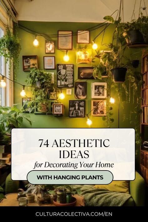 We will tell you what plants to use and show you some ideas with hanging plants that will help you maximize space and enhance the aesthetic appeal of your home! How To Hang Plants Renter Friendly, Stairwell Plant Ideas, Plant Wall Gallery, Plants Over Couch, Plants Hanging From Ceiling Living Rooms, Plant And Gallery Wall, Pictures And Plants On Wall, Tension Rod Plant Pole, Gallery Wall Ideas With Plants