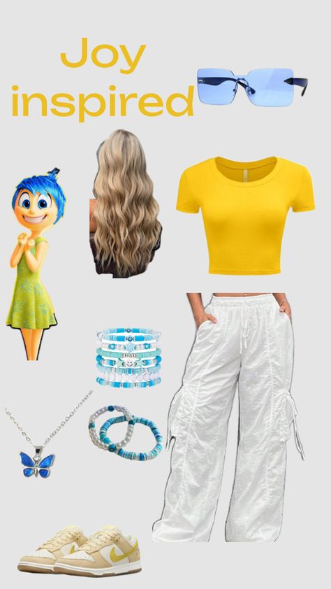 Joy inspired!💛 #outfitinspo #insideout #f4f #followforfollow Joy Inside Out Costume, Epcot Outfit Ideas, Pixar Costume, Joy Costume, Epcot Outfit, Inside Out Costume, Trio Costumes, Joy Inside Out, Cute Disney Outfits