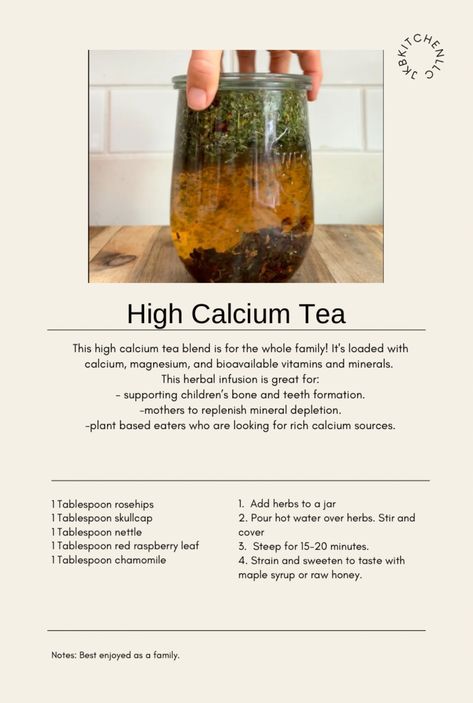 Herbalist Recipes, Tea Blends Recipes, Herbal Education, Herbal Medicine Recipes, Herbal Remedies Recipes, Medical Herbs, Healing Tea, High Calcium, Herbal Teas Recipes