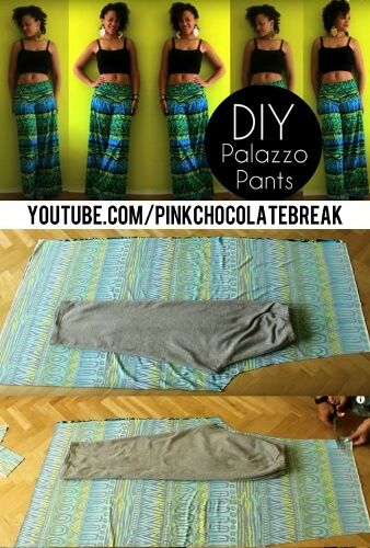 See how Jocy sews palazzo pants without a pattern. This 20 Minute Palazzo Pants DIY with video link can be found here. Click now! Making Palazzo Pants, Pallazo Pants Pattern Diy, Diy Boho Pants Pattern, Diy Lounge Pants, Skirt To Palazzo Pants Diy, How To Make Palazzo Pants, Crochet Palazzo Pants, Diy Sewing Pants, Diy Boho Pants