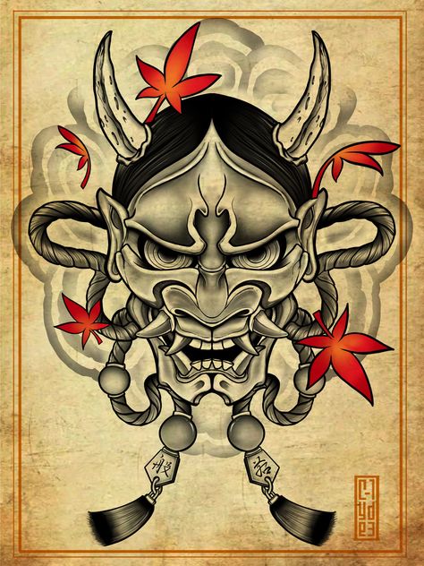 I will draw a japanese oreintal tattoo design Oni Tattoo Design, Oni Mask Tattoo, Oni Tattoo, Hannya Mask Tattoo, Japan Tattoo Design, Oni Mask, Mask Tattoo, Japan Tattoo, Japanese Tattoo Art