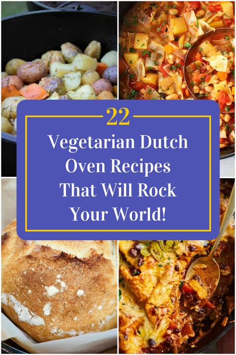 Collage of 4 vegetarian dutch oven recipes.