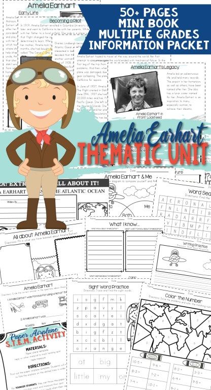 Amelia Earhart Unit Study | Thematic Unit |Printable | Worksheets | Multiple Grades | Calm & Wave Amelia Earhart Activities, History Homeschool Curriculum, Homeschool 6th Grade, Letter Writing Activities, Ocean Words, Monte Alto, History Homeschool, Airplane Activities, Womens History