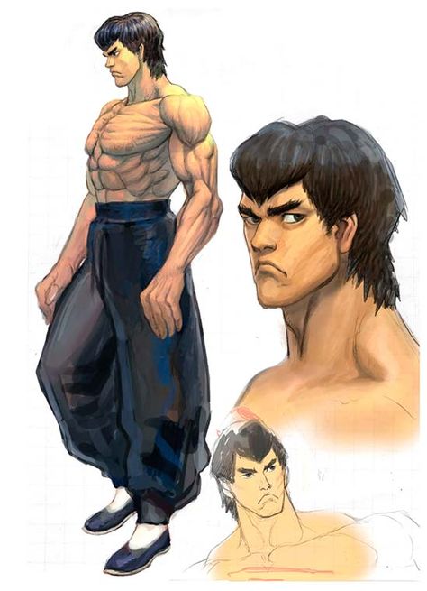 Fei Long concept art. Capcom Concept Art, Street Fighter Character Design, Fei Long Street Fighter, Street Fighter Concept Art, Fighter Character Design, Daigo Ikeno, We Can Still Be Friends, Fei Long, Boichi Manga