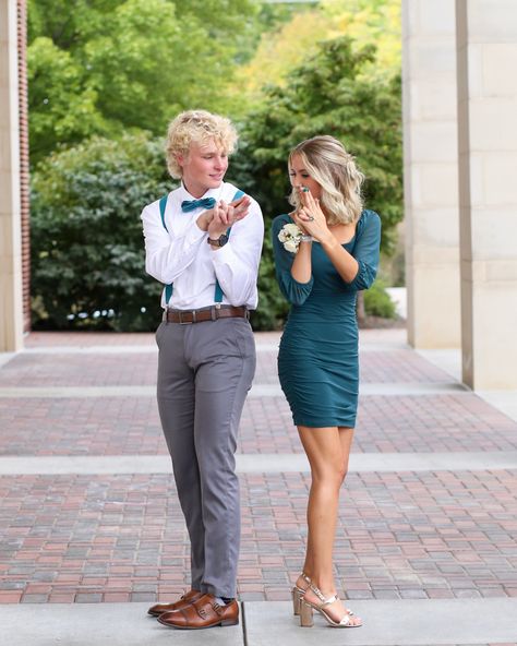 Teal Homecoming Couple, Teal Prom Couple, Matching Homecoming Couples, Green Prom Couple, Homecoming Couples, Homecoming Couple, Prom Colors, Prom Couples, Senior Prom