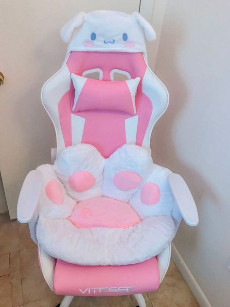 About Cinnamoroll, Kawaii Room Ideas, Gamer Chair, Gamer Room Decor, Cute Furniture, Video Game Room Design, Cute Bedroom Ideas, Computer Room, Gaming Room Setup