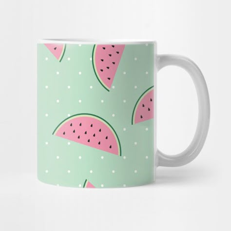 Summer Watermelon Art Summer Mugs, Pink Mugs, Summer Mug, Pottery Cafe, Watermelon Art, Baby Illustration, Painted Mugs, Cool Glasses, Abstract Art Painting Diy