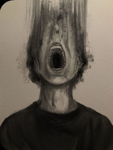 Anger Draw Faces, Drawings Of Anger, Anger Sketches, Horror Sketches Creepy, Creepy Drawing Ideas Dark Art, Sketches Creepy, Confusion Art, Self Expression Art, Anger Drawing