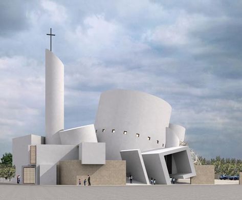 Hal Farrug Church, Malta. Architect: Richard England Modern Cathedral, Robert Venturi, Church Design Architecture, Richard Rogers, Modern Church, Sacred Architecture, Religious Architecture, Unique Buildings, Church Architecture