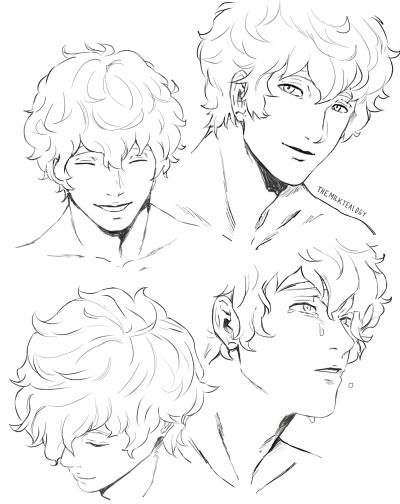 Drawing Wavy Hair Men, Curly Hairstyles Men Drawing, Fringe Drawing Reference, Curly Male Hair Drawing Reference, Medium Length Hair Drawing Reference Male, Curly Hairstyles Drawing Reference Male, Male Hairstyles Drawing Curly, Short Curly Hair Tutorial Drawing, Hair Drawing Ideas Male