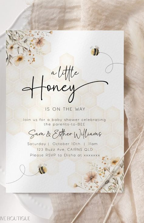 Little Honey On The Way, A Little Honey Is On The Way Decorations, A Little Honey Is On The Way, Honey Baby Shower Theme, Bee Themed Baby Shower Ideas, Baby Shower Bee Theme, Honey Bee Baby Shower, Announcement Photos, Baby Birthday Themes