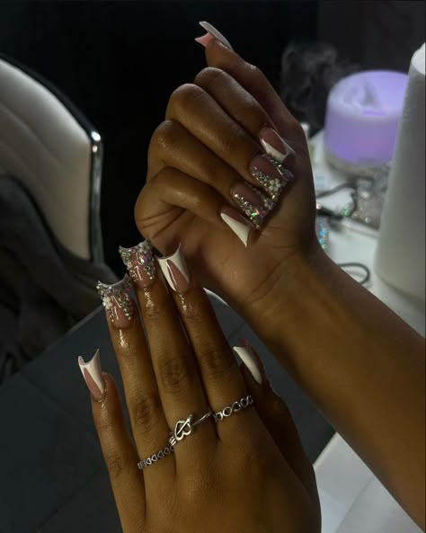 Glittery Acrylic Nails, Acrylic Nail Set, Long Acrylic Nail Designs, Hard Nails, Duck Nails, Acrylic Nails Designs, Short Square Acrylic Nails, Exotic Nails, Acrylic Nails Coffin Pink