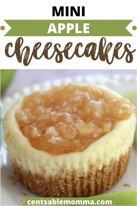 Is it cheesecake or is it apple pie for dessert? Get into the spirit of the fall apple season with this Mini Apple Cheesecake recipe. #applecheesecake #minicheesecakerecipe #fall #dessert #recipes Mini Apple Cheesecake, Apple Cheesecake Recipes, Fall Desserts Apple, Cheesecake Bites Recipe, Apple Desserts Easy, Apple Cheesecake, Fall Desserts Easy, Apple Season, Thanksgiving Food Desserts