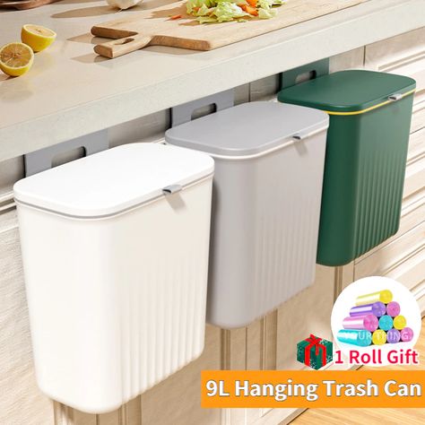 Smarter Shopping, Better Living! Aliexpress.com Wall Mounted Trash Can, Cabinet Trash, Bin Kitchen, Trash Storage, Tong Sampah, Bathroom Trash Can, Hanging Cabinet, Kitchen Cabinet Door, Household Waste