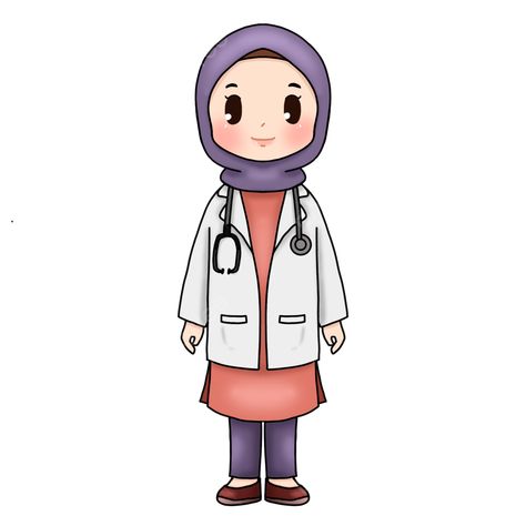 Hijab Doctor Cartoon, Doctor Cartoon Image, Doctor Drawing Easy, Chibi Hijab, Hijab Doctor, Doctor Vector, Doctor Cartoon, Cartoon Doctor, Doctor Design