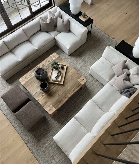 U Couch, Sectional Living Room Layout, Large Living Room Layout, Brooke Wagner Design, Brooke Wagner, Rectangular Living Rooms, Large Sectional Sofa, Long Living Room, Narrow Living Room