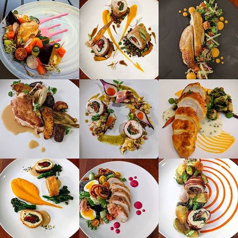 Greg Greenfield on Instagram: “Favorite chicken dishes 😀✌️❤️” Fine Dining Chicken Dishes, Easy Plating Ideas, Chicken Roulade Plating Fine Dining, Roulade Plating, Chicken Roulade Plating, Chicken Plating Ideas, Gourmet Plating, Chicken Roulade, Veggie Kebabs