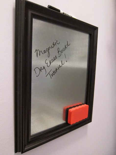 Dry Erase Menu Board Diy, Diy Message Board, Menu Board Diy, Diy Dry Erase Board, Boarding Facility, Magnetic Dry Erase Board, Storage Furniture Ideas, Garage Organizing, Framed Magnetic Board