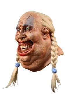 Halloween Costumes With Masks, Here Me Out, Scariest Halloween Costumes, Scary Halloween Mask, Blonde Pigtails, Scary Masks, Scary Halloween Masks, Sunken Eyes, Pig Tails