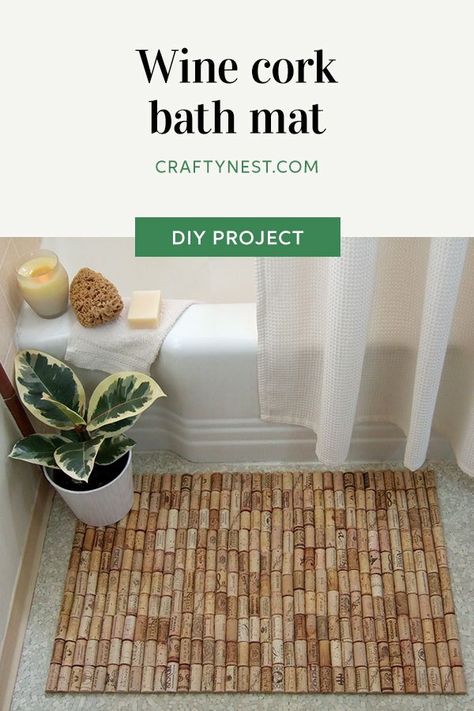 DIY wine cork bath mat | Crafty Nest Cork Bath Mat, Diy Rug Ideas, Diy Bath Mat, Wine Cork Birdhouse, Wine Cork Candle, Wine Cork Trivet, Wine Cork Diy Projects, Bath Mat Diy, Wine Cork Crafts Christmas